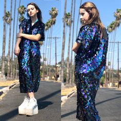 "Do you wanna sparkle wherever you go? So you need a iridescent kimono in your life. The fabric is light and has super magical sparkly sequins all over it. Pair it with your favorite bodysuit, shorts or leggings and you are ready to be the cutest unicorn of the party <3 It's me in the pics: 5'4 - the regular kimono length is over the knees & the maxi kimono is longer and goes 'til your ankles - they're all custom made to your height, so don't worry about the length but make sure to leave me your Rave Kimono, Purple Kimono, Bodysuit Shorts, Burning Men, Holographic Iridescent, Sequin Kimono, Womens High Waisted Shorts, Plus Size Kimono, Iridescent Sequin