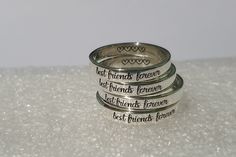 "✤ Unique and personalized best friend ring, you can add name, date, initials, quote, signature, handwriting, picture, etc. Make it only one piece in the world. ✤ Can engrave both inside and outside 20 characters limit (inside + outside < 20 characters, all sign, and symbols are counted) If you want to engrave more than 20 characters, please buy this list >> https://www.etsy.com/listing/725423787/extra-engrave-characters ✤ Made with .925 silver, will not tarnish. easy to clean and maint Adjustable Personalized Rings For Friendship, Personalized Adjustable Rings For Friendship, Custom Text Engraved Silver Ring For Gift, Personalized Sterling Silver Rings For Friendship, Personalized Silver Friendship Rings, Silver Engraved Ring With Custom Text For Anniversary, Silver Engraved Ring For Anniversary With Custom Text, Silver Anniversary Ring With Custom Engraving, Friendship Sterling Silver Ring