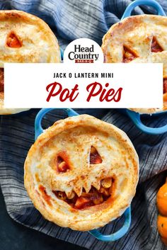 jack o'lantern mini pot pies with the title overlay reading jack o'lantern mini pot pies