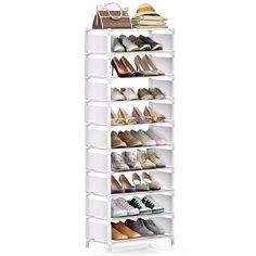 PRICES MAY VARY. Sturdy and Durable Design with Side Panels: 10 tier tall shoe rack narrow is made of corrosion-resistant metal pipes, high-quality pp connectors and waterproof non-woven fabric layers. Shoe organizer structure is exceptionally stable, suitable for placing various items and built to last. Equipped with side panels, it ensures that shoes stay securely in place without falling off Shoe Storage: Sturdy narrow shoe rack can hold 2 pairs of adult shoes per shelf. Each tier can support Shoe Rack Tall, Shoe Tower, Small Shoe Rack, Vertical Shoe Rack, Space Saving Shoe Rack, Shoe Stand, Narrow Shoe Rack, Entryway Closet, Shoe Rack With Shelf