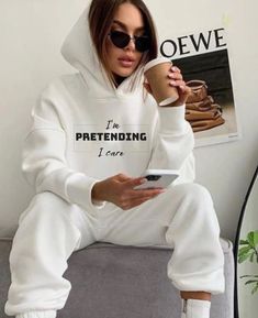 Pretending, I Care, Don't Care, Funny Sweatshirt, Indifferent Shirt, Funny Quotes Shirt, Funny Graphic, Funny gifts for him or her by Fashions4youStore on Etsy White Long Sleeve Sweatshirt With Funny Text, Funny White Sweatshirt With Text Print, White Long Sleeve Tops With Funny Text, Funny White Relaxed Fit Sweatshirt, White Relaxed Fit Funny Sweatshirt, Sweatpants And Sweatshirt, Quotes Sweatshirt, Quotes Shirt, Funny Gifts For Him