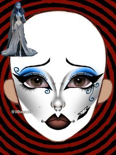 Corpse Bride Inspired Makeup, Corpse Bride Makeup, Creepy Clown Makeup, Makeup Charts, Funky Makeup, Makeup Drawing, Cute Eye Makeup