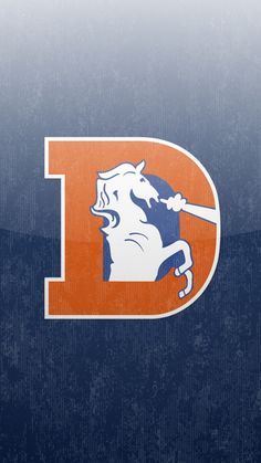 the letter d with a horse holding a baseball bat in it's mouth on a blue background