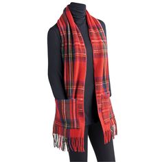 Scottish Tartan Wool Pocket Scarf | Signals | HZ6462 Blackwatch Plaid, Fleece Crafts, Riverside Cottage, Scottish Clothing, Tartan Clothing, Pocket Scarf, Tartan Plaid Scarf, Tartan Fashion, Chabby Chic