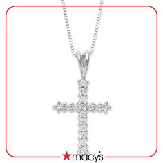 in stock Timeless Sterling Silver Cross Jewelry, Silver Diamond Cross Pendant Jewelry, Timeless Jewelry With Pave Setting In Diamond White, Timeless Diamond White Jewelry With Pave Setting, Timeless Jewelry In Diamond White With Pave Setting, Classic Diamond White Jewelry With Pave Setting, Silver Brilliant Cut Cross Pendant Jewelry, 14k White Gold Diamond Necklace With Diamond Accents, Silver Cross Jewelry With Brilliant Cut