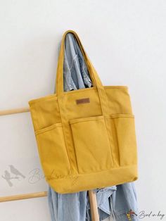 Bird in Bag - Womens Canvas Capacity Tote Bag, Casual Shoulder Bag Shoulder Tote Bag, Bird In Bag, Shoulder Tote, Casual Bags, Size Medium, Tote Bag, Shoulder Bag, Yellow, Canvas