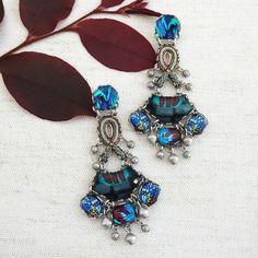 fabulous chandelier earrings for fall & the holiday season Fusion Style Chandelier Earrings With Dangling Beads, Fusion Style Dangle Chandelier Earrings For Party, Fusion Style Party Chandelier Dangle Earrings, Ayala Bar Jewelry, Hand Painted Beads, Wedding Handbag, Bridal Wedding Earrings, Evening Jewelry, Bar Jewelry