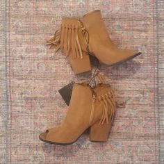 Dolce Vita Brand Size 10 Faux Suede Camel / Tan Color Never Been Worn /Tag Attached Fringe Detail On The Heel Double Zipper / Inside Zipper Is Functional Brown Fringed Boots For Spring, Spring Brown Boots With Fringe, Brown Fringe Boots For Spring, Trendy Spring Boots With Tassels, Trendy Tassel Boots For Spring, Spring Bohemian Boots With Fringe, Cutout Ankle Boots, Dolce Vita Booties, Black Boots Tall