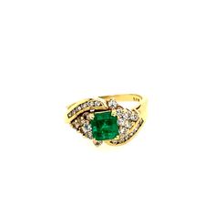 By Laurie Geller Vintage 14K Yellow Gold Emerald 0.85ct Diamonds 0.40ct 4.2gr Size 6 IN STORE NOW and available for shipment within 1-2 business days Classic Cluster Emerald Ring, Classic Cluster Diamond Ring Gia Certified, Vintage Emerald Ring With Vvs Diamond, Vintage Oval Emerald Ring Vvs Clarity, Vintage Emerald Ring In Yellow Gold With Brilliant Cut, Vintage Oval Emerald Ring With Vvs Clarity, Classic Emerald Ring With Prong Setting In Cluster Shape, Classic Cluster Emerald Diamond Ring, Vintage Oval Gia Certified Cluster Ring