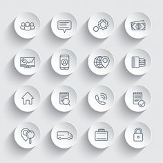 white paper circle icons with shadow on gray background stock photo - 959782