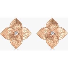 Looking for a charming pair of earrings that exude feminine elegance? Look no further than the Oro Small Flower Earrings in Rose Gold. These stunning earrings feature a delicately crafted rose gold flower design with sparkling round white diamonds adding the perfect amount of glamour. Measuring at 12mm X 12mm, these earrings are the perfect size to add some subtle shimmer to any outfit. The mouse-tail mechanism allows for easy attachment, so you can wear them as drops (sold separately) or on the Mouse Tail, Gold Flower Design, Small Flower Earrings, Glamour Jewelry, White Diamond Earrings, Feminine Elegance, Rose Gold Flower, Diamond Birthstone, Diamond Drops