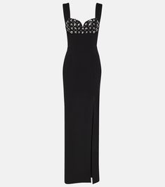 Bianca crystal-embellished gown in black - Rebecca Vallance | Mytheresa Rebecca Vallance, Embellished Gown, Cinched Waist, Color Names, Color Design, Black Dress, Crystals, Heels, Black