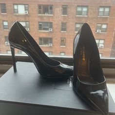 Brand New - Never Worn - Black - Patent Leather “Zoe” Pump Heels From Saint Laurent. Retails For $895.