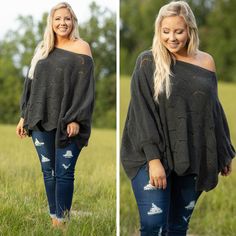 This sweater will give you all the warm feelings! It is so soft and comfortable for all day wear! It has a sweet design that can be worn for so multiple occasions, and has a figure-flattering fit you're sure to love! This cute sweater has a stitched cuff with a poncho style look. Not to mention how cute the scalloped pattern is! Wear this sweater off the shoulder with skinnies and booties for the perfect look! 
Material has a fair amount of stretch.
Kim is 5'6" and a size 12/14. S Sweater Off The Shoulder, Cute Sweater, Poncho Style, Cute Sweaters, Off The Shoulder, Size 12, Long Sleeve Blouse, Cuff, Feelings