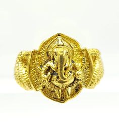 Genuine authentic Thai amulet ring Lord Ganesha blessed by Lp Hong, solid brass with running number.  Blessed to bring worshiper with success and lucky fortune, keep protection, ward away bad spirits and curses. Size are available, please message for more details Symbolic Gold Rings With Antique Finish, Symbolic Yellow Gold Jewelry For Puja, Gold Spiritual Ceremonial Rings, Gold Ceremonial Spiritual Rings, Ceremonial Spiritual Gold Rings, Gold Spiritual Rings For Ceremonial Occasions, Gold Rings For Puja And Festivals, Traditional Jewelry For Good Luck And Festivals, Spiritual Bronze Jewelry For Puja