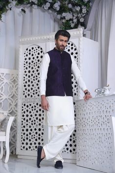 Premium Atlas Blended Fabric  Color Purple Waist Coat Self Print Italian Thread  Metal Buttons Finest Stitch Branded Design Custom Sizes are also available. Traditional Purple Formal Sets, Nikah Outfit For Men, Traditional Purple Salwar Kameez For Formal Occasions, Purple Straight Kurta For Wedding, White Nehru Jacket With Dupatta For Eid, Wedding Bandhgala In Chanderi With Dabka, Wedding Bandhgala With Dabka In Chanderi, Traditional White Nehru Jacket With Dupatta, Unstitched Anarkali Bandhgala For Eid