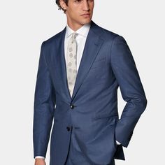 A classic mid blue Havana suit perfect for business or formal occasions. Tailored slim with sartorial details like a pleated shoulder for that added touch of refinement. Mid Blue Suit, Italian Suit, 3 Piece Suits, Blue Suit, Pure Linen, Grey Stripes, Formal Occasion, Fashion Advice, Mens Suits