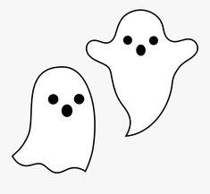 two ghost faces with black dots on them