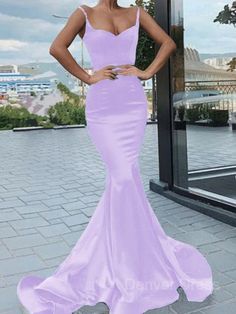 Mermaid Sweetheart Sweep Train Elastic Woven Satin Prom Dresses Lilac Prom Dresses, Train Dresses, Bridesmaid Dresses Satin, Satin Prom Dresses, Mermaid Sweetheart, Prom Dresses Long Mermaid, Corset Dress Prom, Mermaid Prom Dress, Prom Dresses Sleeveless