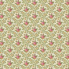 a floral wallpaper with pink flowers and green leaves