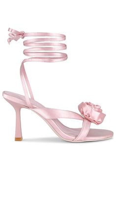 Find LOVERS AND FRIENDS Bette Heel In Pink on Editorialist. Lovers and Friends Bette Heel in Pink. - size 10 (also in 5.5, 6.5, 7.5, 8, 8.5, 9, 9.5) Lovers and Friends Bette Heel in Pink. - size 10 (also in 5.5, 6.5, 7.5, 8, 8.5, 9, 9.5) Satin upper with manmade sole. Made in China. Ankle wrap tie closure. Leather footbed and lining. Tonal satin rosette at vamp. Strappy design. Almond toe. Approx 90mm/ 3.5 inch heel. LOVF-WZ98. LFSH622 H23. Constantly inspired by the laid back Los Angeles lifest Pink Block Heels, Dressy Attire, Black Boyfriend, Latest Sandal, Los Angeles Lifestyle, Leather Lingerie, Ankle Wrap, Pink Heels, 5 Inch Heels