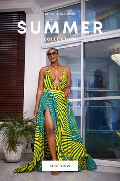 This elegant unlined maxi dress, designed with a radiant yellow and blue African Ankara print, was created to make you feel like royalty, whether you’re going to a dinner party or a wedding! Best Maxi Dresses, Color Combinations For Clothes, Ankara Print, African Ankara, Elegant Maxi Dress, Big Girl Fashion, Fabulous Clothes, African Wax Print, Wax Print