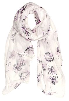 Brand: Peach Couture Features: New Summer Fashion by Peach Couture. Peach Couture is a registered trademark. Exceptionally elegant, these scarves feature beautiful purple and pink embroidered floral designs throughout the scarf. Available in a variety of neutral and more vibrant colors, making this the perfect accessory to match any outfit in your closet. The shawl wrap design can wrap around once or twice for a stylish, pulled together look. Dimensions: 74" x 28". Material: 100% Acrylic. Detail Pashmina Wrap, Sheer Scarf, Fashion Scarves, Wrap Shawl, Floral Scarf, White Summer, Embroidered Design, Floral Designs, Accessories Unique