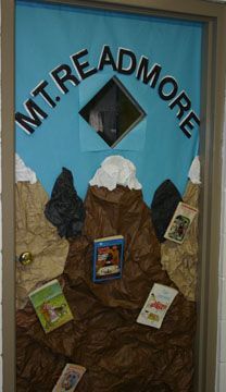 a door decorated with an image of a mountain and the words mtreaadmore