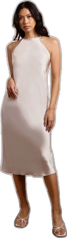 Satin Party Dress With Subtle Sheen, Party Satin Dress With Subtle Sheen, Satin Dress With Subtle Sheen For Party, Sleeveless Dress With Subtle Sheen For Party, Sleeveless Party Dress With Subtle Sheen, Sleek Satin Dress With Subtle Sheen, Evening Dresses With Subtle Sheen, Formal Satin Dress With Subtle Sheen, Sleek Satin Halter Dress