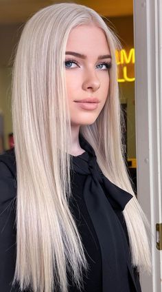 Blonde Hair With Roots, Blonde Lowlights, Platinum Blonde Hair Color, Straight Blonde Hair, Barbie Hair, Cool Blonde