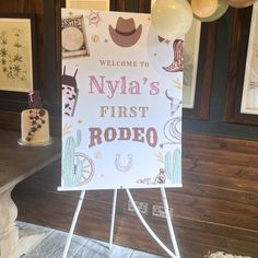 a welcome sign for a baby's first rodeo party