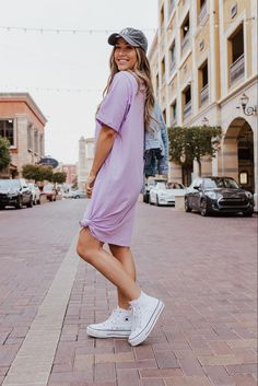 #restock #easydoesit #throwon #momlife Casual Cotton T-shirt Dress With Relaxed Fit, Casual Solid Color T-shirt Dress For Loungewear, Casual Cotton T-shirt Dress For Spring, Spring Loungewear Solid Color Dresses, Casual Purple Dresses With Pockets, Trendy Solid Color Cotton Dresses, Oversized Casual Dress For Day Out, Casual Relaxed Fit T-shirt Dress For Loungewear, Casual Purple Solid Color Dress