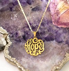 Hope is golden. 18k gold plated stainless steel hope pendant, 18 inch gold alloy chain. Gold Alloys, Message Jewelry, Hope Is, Inspired Jewelry, Inspirational Message, Honolulu, Exclusive Designs, Charm Pendant, Pendant Necklaces