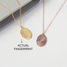 "BIG SALE up to 25% off ENTIRE STORE. ** FINGERPRINT NECKLACE - this necklace can be engraved with the fingerprints of your loved ones.  We can work with any photo of the fingerprint on paper that is no special kit required. Engravable on the back of the pendant with name or a short memorial message up to 2-4 words I T E M ∙ D E T A I L S * Material: Sterling silver * Word limits: 1 fingerprint on the front & 2-4 words on the back * By default, the engraving is black on silver items and clear on gold-plated items * Color: Sterling silver, 18k Yellow gold-plated, 18k Rose gold-plated * Chain length: You can choose from 14 - 24 inches long  H O W ∙ T O ∙ O R D E R * From the first drop down menu, select your necklace  finishing color, and the number of engraving sides. * Select your necklace Oval Etched Necklace For Anniversary, Elegant Laser Engraved Necklaces For Keepsake, Elegant Hand Stamped Keepsake Necklaces, Elegant Hand Stamped Necklace Keepsake, Elegant Hand Stamped Keepsake Necklace, Elegant Hand Stamped Necklace For Keepsake, Elegant Hand Stamped Memorial Necklaces, Elegant Memorial Hand Stamped Necklaces, Elegant Memorial Hand-stamped Necklaces