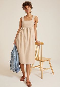 Sleeveless Poplin Midi Dress | maurices Casual Cotton Midi Dress With Square Neck, Solid Cotton Sundress For Spring, Spring Cotton Midi Dress For Casual Occasions, Cotton Square Neck Midi Dress For Workwear, Square Neck Cotton Midi Dress For Work, Cotton Midi Dress With Square Neck For Work, Square Neck Cotton Midi Dress For Day Out, Square Neck Cotton Dress For Work, Cotton Square Neck Dress For Work