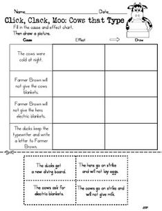 a worksheet with the words click, click, moo cows that type