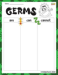 the germs are can't we? printable worksheet for kids