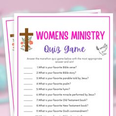 the women's ministry quiz game is shown