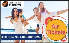 an advertisement for air tickets with three people holding their arms in the air and smiling