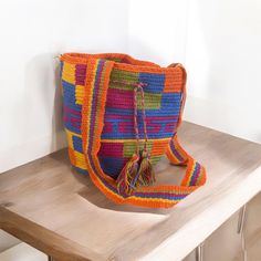 Authentic Wayuu bag, Colombian Mochila. Encanto bag. Original Bag. Handmade by Colombian Indigenous Wayuu. Multicolor Crossbody Shoulder Bag For On-the-go, Rectangular Backpack With Removable Pouch For Shopping, Casual Satchel Backpack For Shopping, Multicolor Rectangular Bucket Bag For On-the-go, Casual Multicolor Bucket Bag Satchel, Travel Crochet Shoulder Bag With Removable Pouch, Casual Multicolor Satchel Bucket Bag, Crochet Shoulder Bag With Removable Pouch For Travel, Casual Rectangular Backpack For Shopping