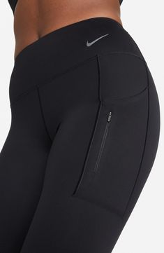 A wide, high waistband provides superior support in second-skin leggings featuring signature Dri-FIT technology and plenty of side pockets for essentials. Side drop-in pockets; zip pocket Dri-FIT moisture-wicking technology 68% nylon, 32% elastane Machine wash, tumble dry Imported Fitness Fashion Active Wear, Push Yourself, Gym Fits, Leggings With Pockets, Workout Attire, Nike Leggings, Womens Workout Outfits, The Trail, Gym Wear