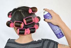 How To Place Hair Rollers, Sponge Rollers On Natural Hair, Girly Nights, Curls At Home, Sponge Curlers, Sponge Hair Rollers, Foam Rollers Hair, Rollers Hair, Roller Curls