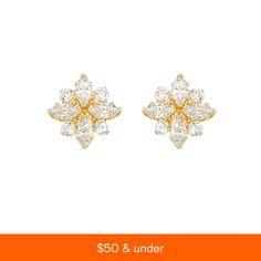 in stock Flower Cluster, Cluster Earrings, Earring Set, Cubic Zirconia, Jewelry Watches, Pick Up, In Store, Buy Online, Yellow Gold