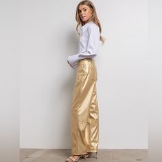 Vegan Leather Metallic Pants In Gold Nwt No Returns Or Cancellations Gold Pants Outfit, Gold Pants, Metallic Pants, Gold Leather, Pants Outfit, White Tops, White Shirt, Limited Time, Vegan Leather