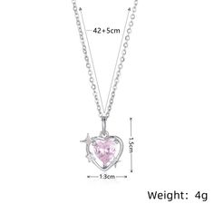 Add a touch of elegance and sparkle to your outfit with our Sparkling Crystal Heart Necklace. This exquisite piece of jewelry is designed to captivate attention and enhance your natural beauty. The centerpiece of this necklace is a stunning pink heart-shaped crystal that radiates with brilliance and charm. Its multifaceted surface catches the light from every angle, creating a dazzling display of sparkle and shine. The necklace is crafted with precision and attention to detail, featuring a delic Rose Gold Heart Pendant Crystal Necklace, Pink Pendant Crystal Necklaces For Valentine's Day, Pink Crystal Necklace For Valentine's Day, Pink Crystal Heart Pendant Jewelry, Pink Crystal Heart Pendant Necklace, Pink Heart Pendant Necklace With Clavicle Chain, Pink Heart Necklace On Clavicle Chain, Pink Cubic Zirconia Heart Pendant Necklace, Pink Crystal Necklace With Heart Charm