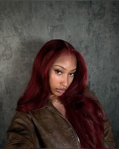 Red Megan Thee Stallion Aesthetic, Red Hair Outfits Black Women, Megan Thee Stallion Red Hair, Cherry Red Hair Black Women, Black Women Red Hair, Red Braids For Black Women, Red Wig For Black Women, Pink Hair Black Women, Red Hair Black Women