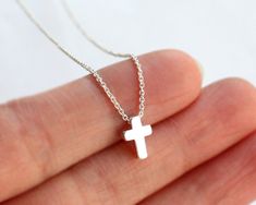 White Cross Jewelry For Gift, White Cross Jewelry Gift, White Cross Jewelry For Gifts, Sterling Silver Necklace For Gift, Simple Nickel-free Wedding Jewelry, Silver Charm Necklaces For Wedding, Silver Round Charm Necklaces For Wedding, Simple Silver Necklaces For Mother's Day, Sterling Silver Necklace For Bridesmaid Valentine's Gift