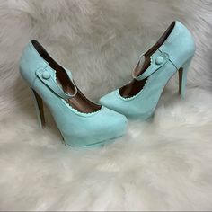 Never Worn! These Are Adorable! About A 3.5” Heel! Just Fab Shoes, Justfab Shoes, Shoes Women Heels, Blue Green, Shoes Heels, Color Blue, Size 6, Women Shoes, Heels