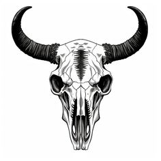 a bull skull with long horns on it's head