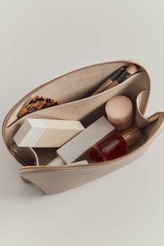 Medium Travel Case Leather Makeup Bag, Leather Industry, Small Case, The Container Store, Travel Tote Bag, Beauty Case, Soft Rose, Container Store, Travel Storage